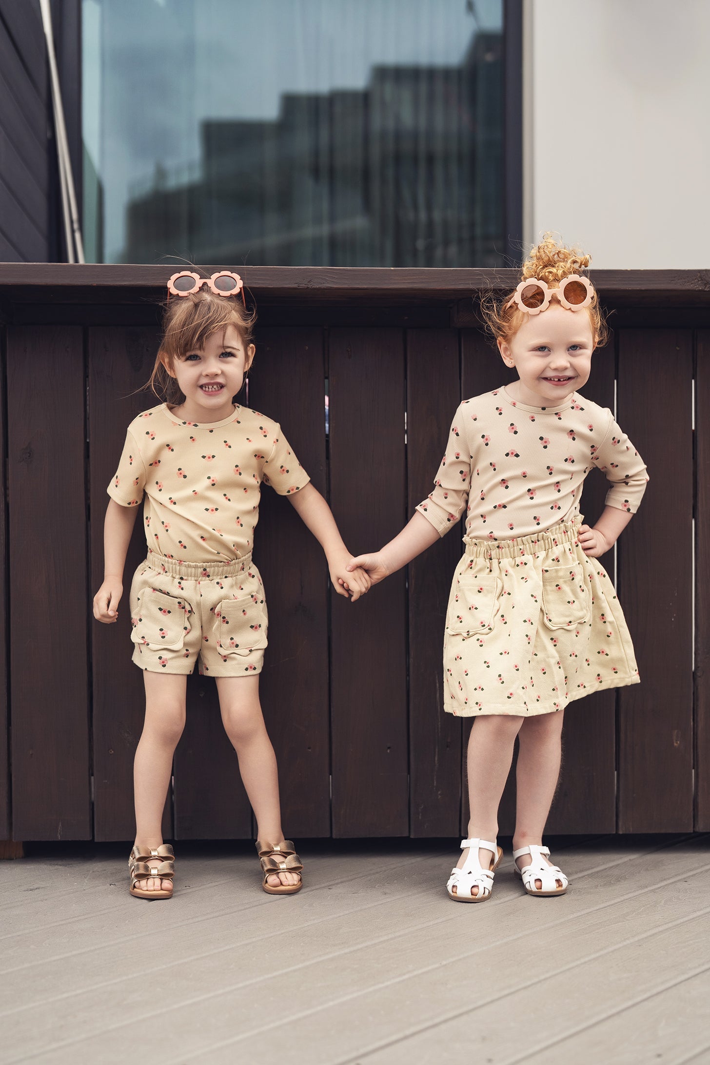 Tan Floral T-shirt - Short Sleeve