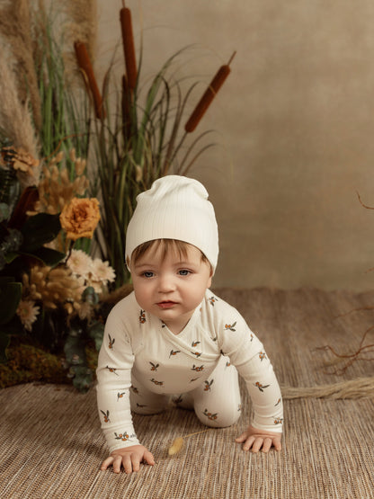 Wide Ribbed Beanie-White