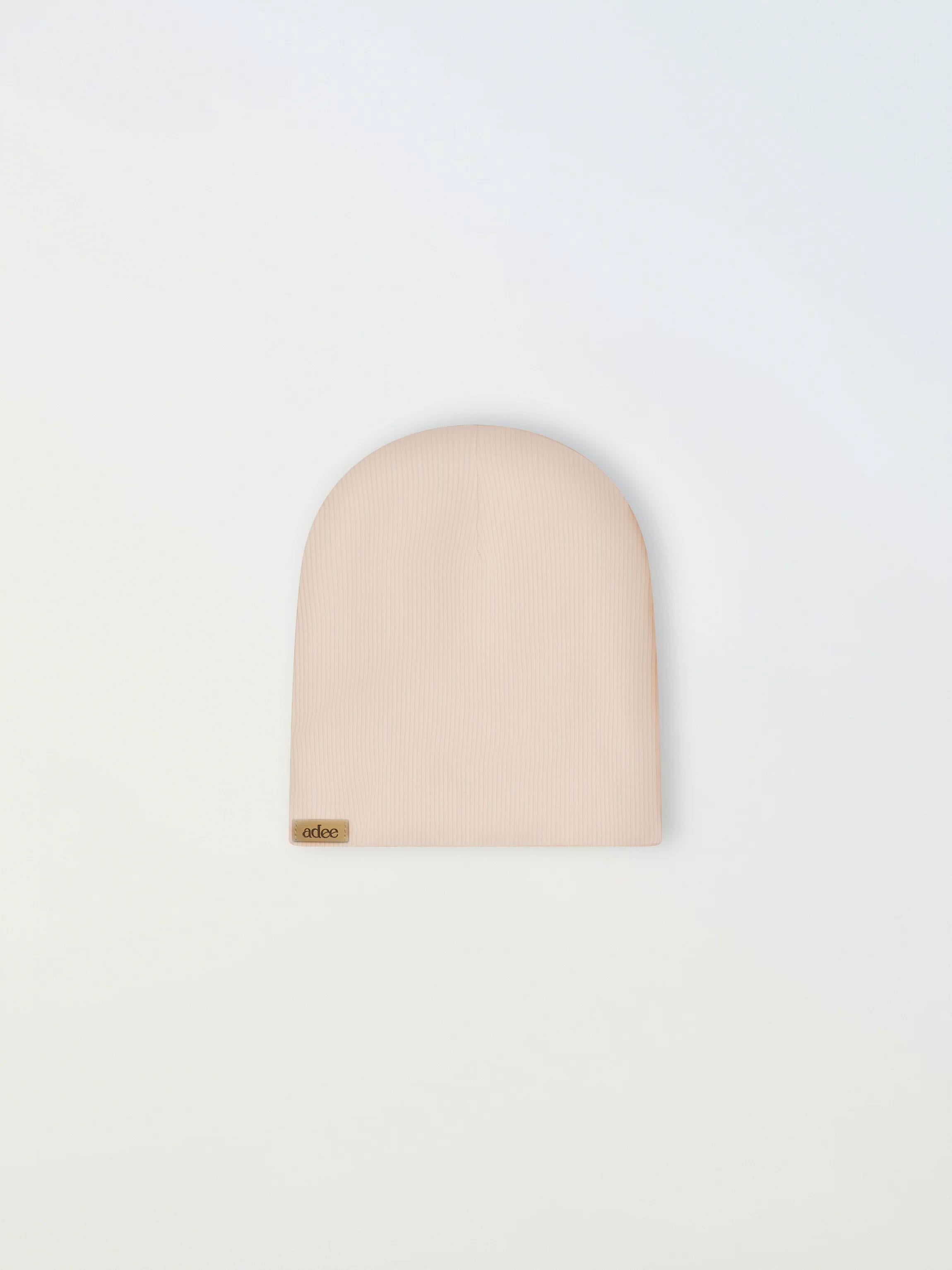 Ribbed Beenie- Pink/ Beige